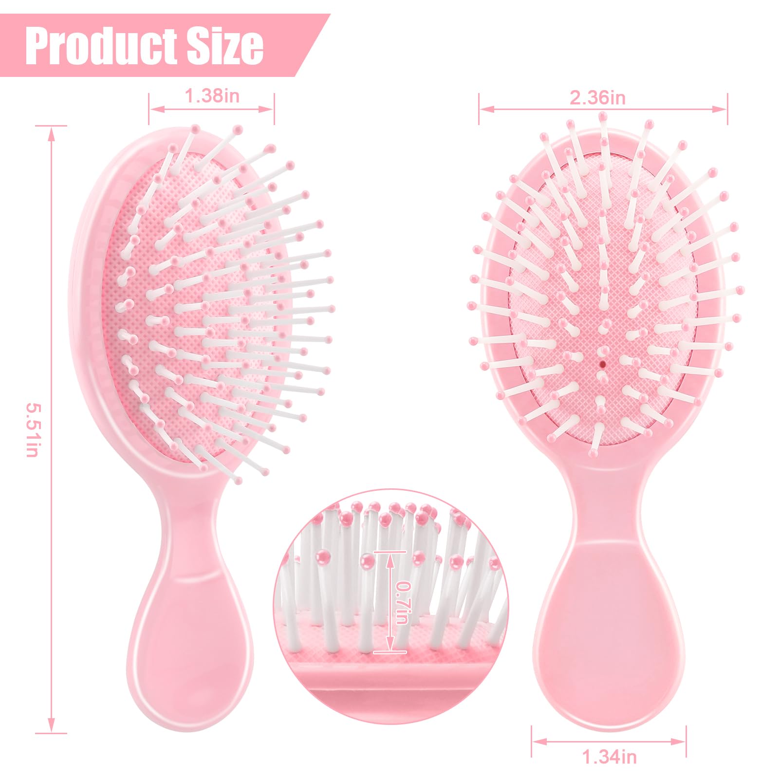 NICEMOVIC conjunto de dos cepillos mini rosa, ideal como regalo o detalle