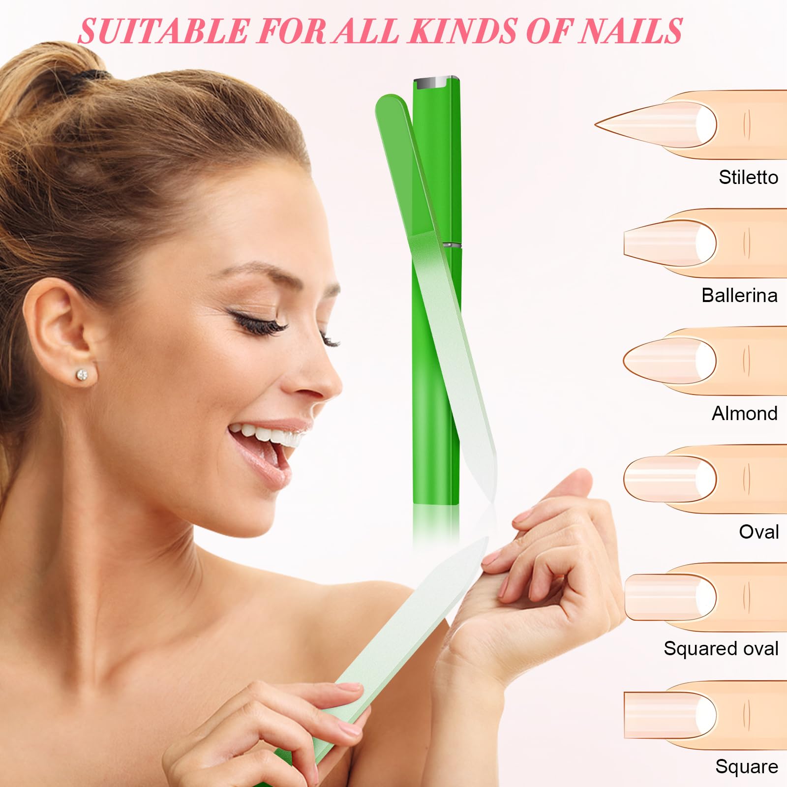 NICEMOVIC lima de cristal doble caras, para dar forma y pulir uñas con suavidad