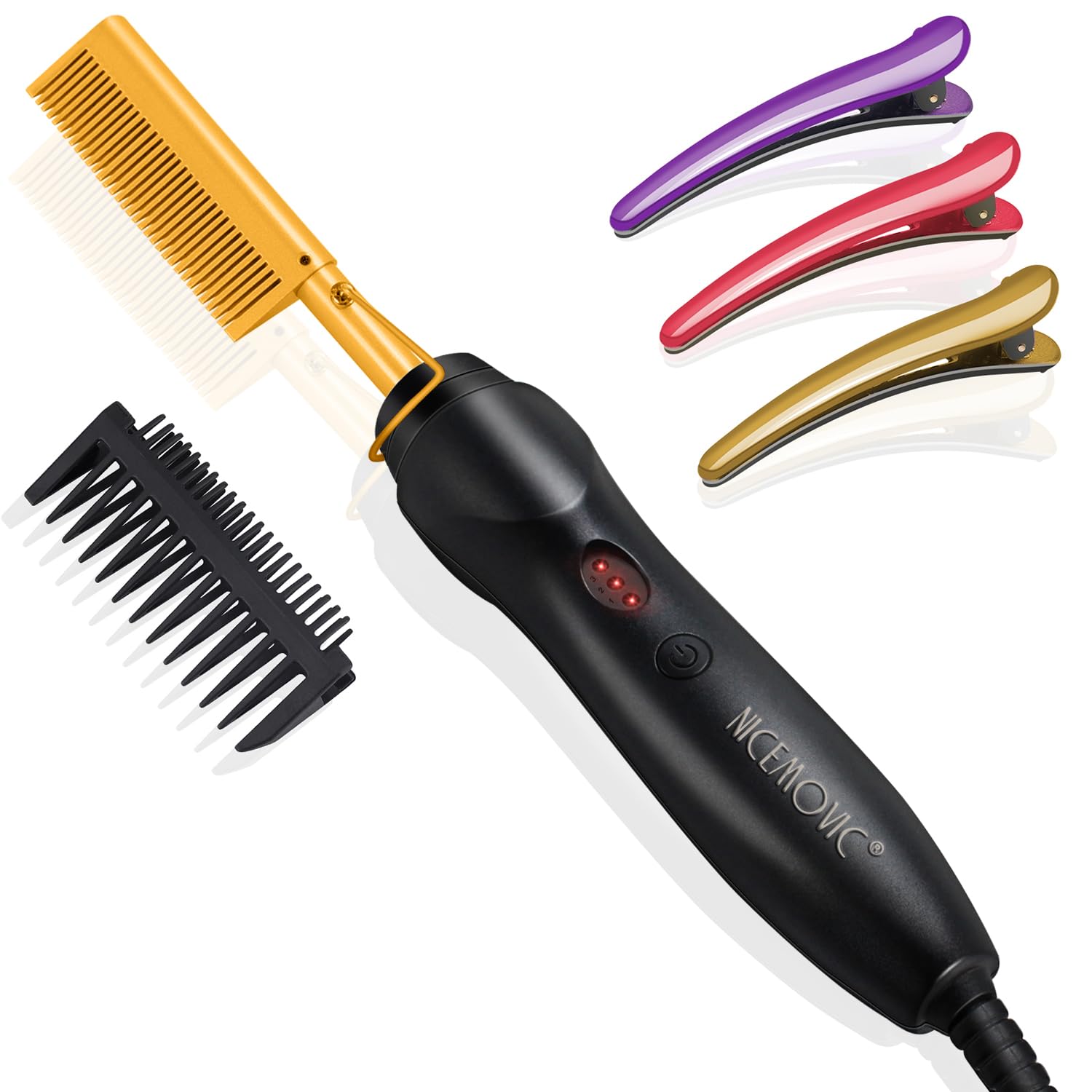 NICEMOVIC peine caliente cerámico para cabello natural, acabado suave.