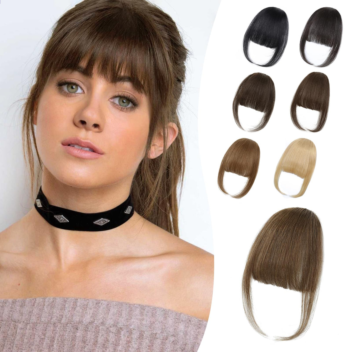 Niceone Hair flequillo ligero, clip cómodo para look natural diario.