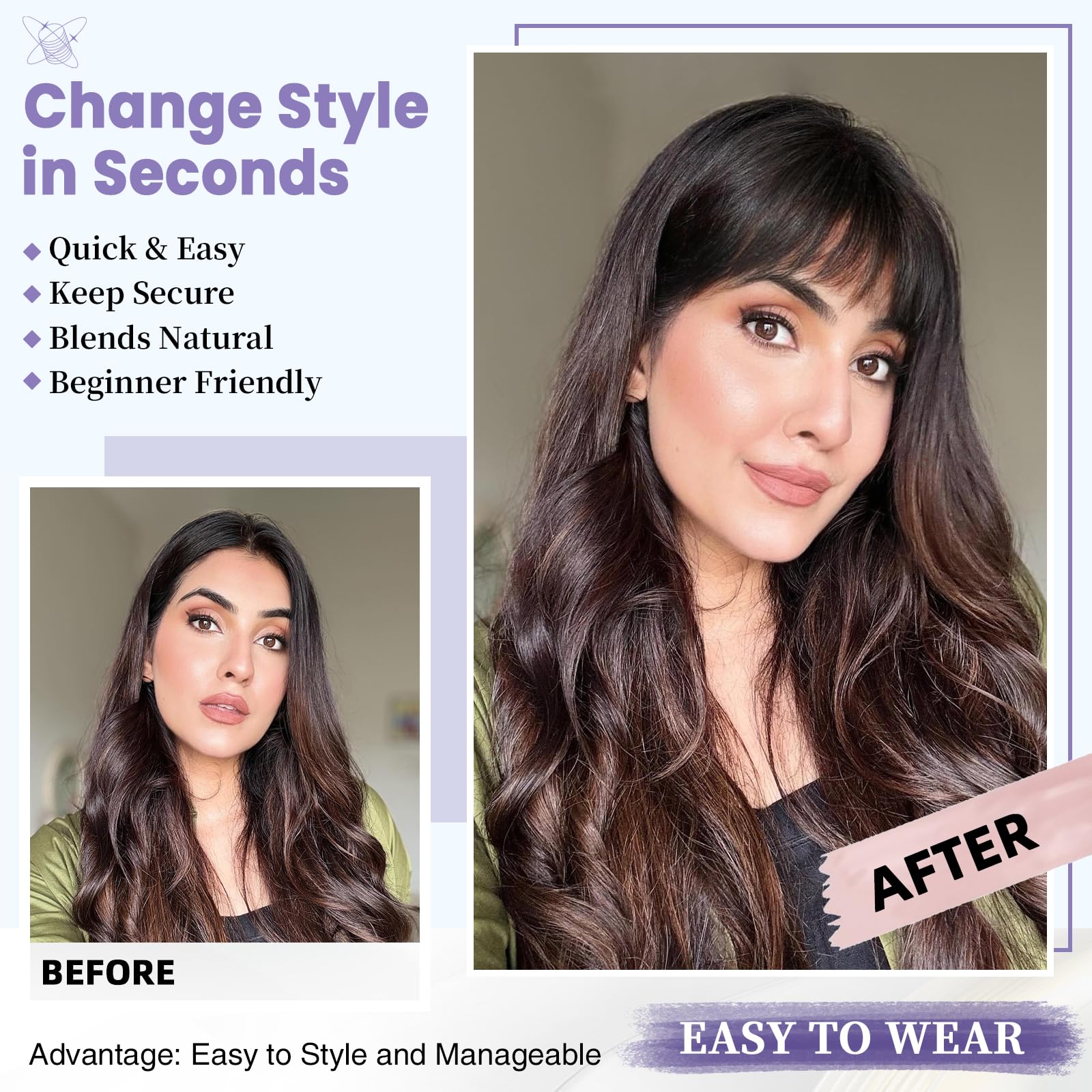 Niceone Hair Flequillo Plumoso, acabado natural que se integra con tu pelo