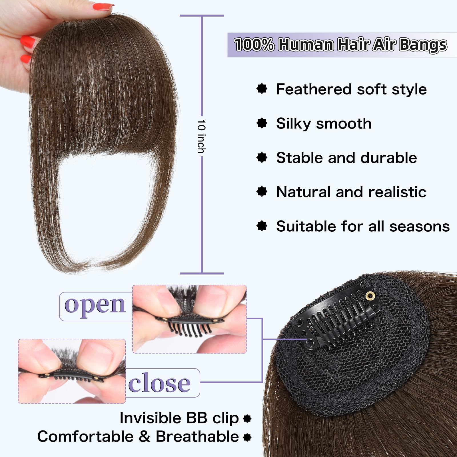Niceone Hair Flequillo Plumoso, tono marron medio para combinar con tu cabello