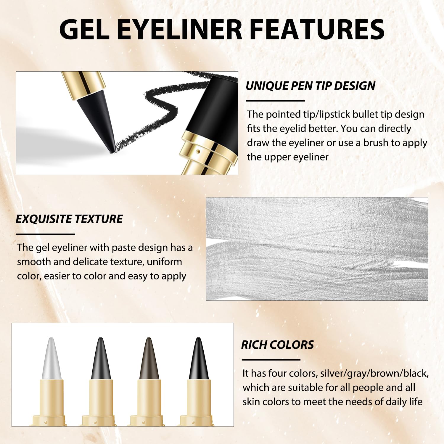 Regalo ideal Nicgou Ayky: delineador en gel con acabado elegante.