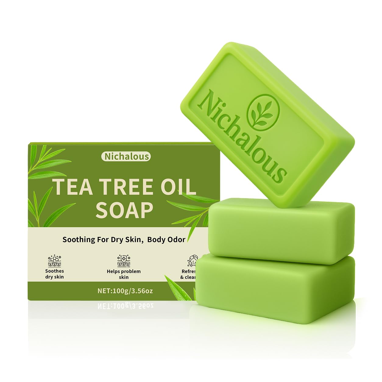 Nichalous Savon Arbre à Thé – Filet Moussant pour une mousse riche et purification des pores.