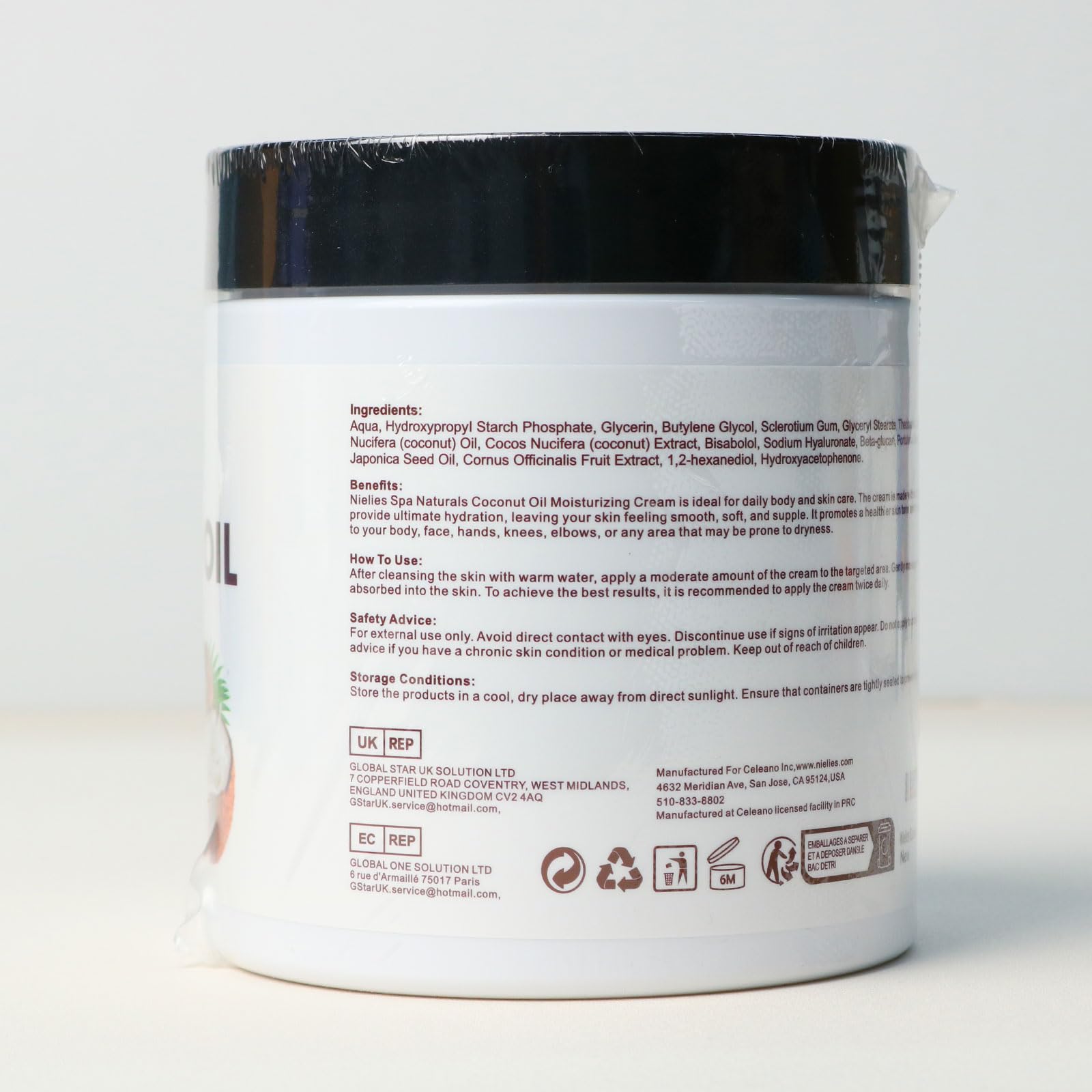 Nielies crema de coco para cuerpo y piel, ideal para rutina de hidratación.