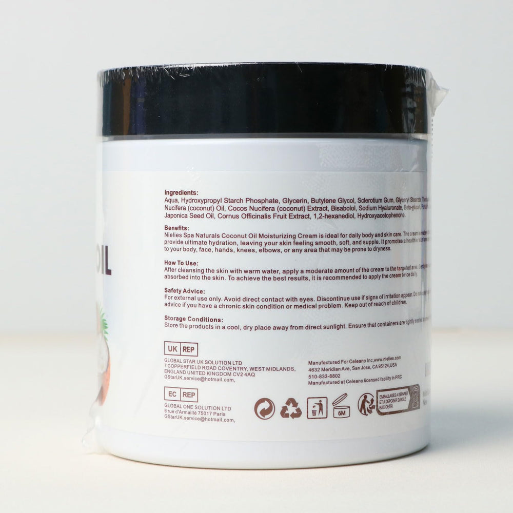 Nielies crema de coco para cuerpo y piel, ideal para rutina de hidratación.