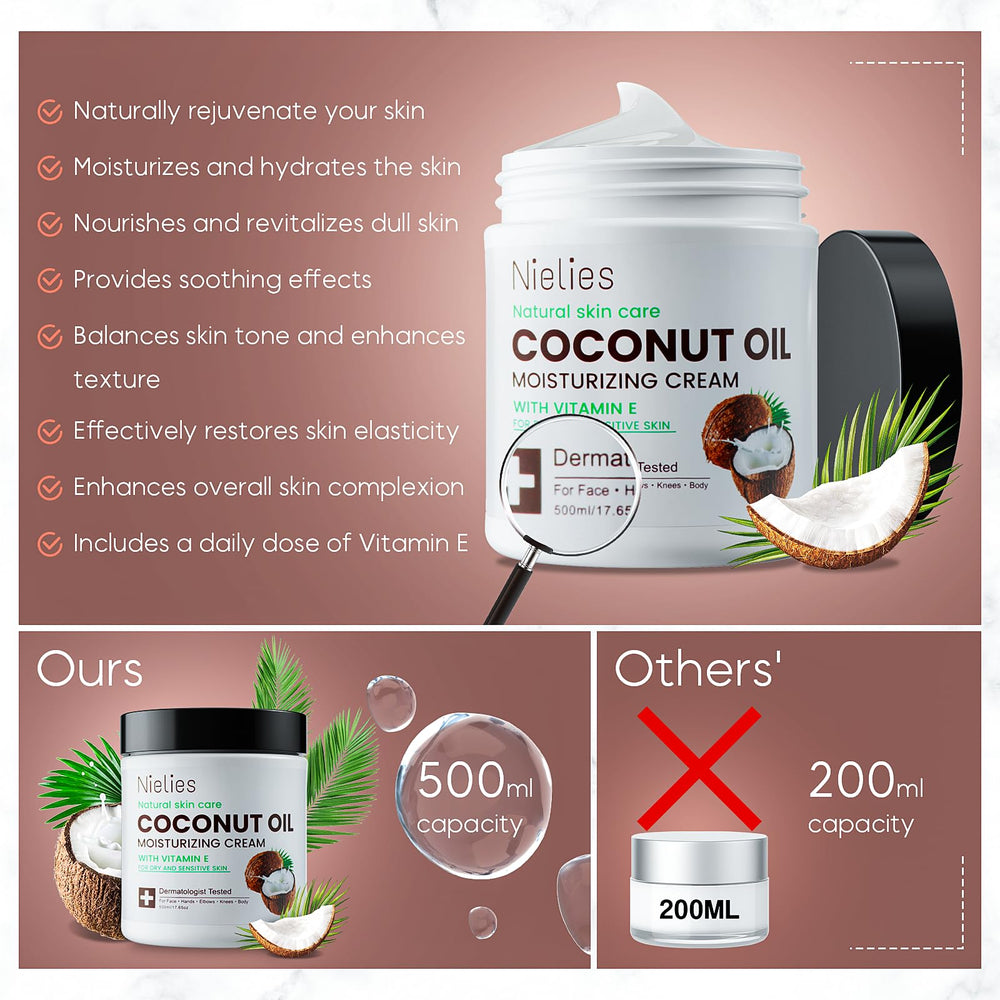 Nielies Crema de Coco para cabello, suaviza puntas secas y cabello suave.