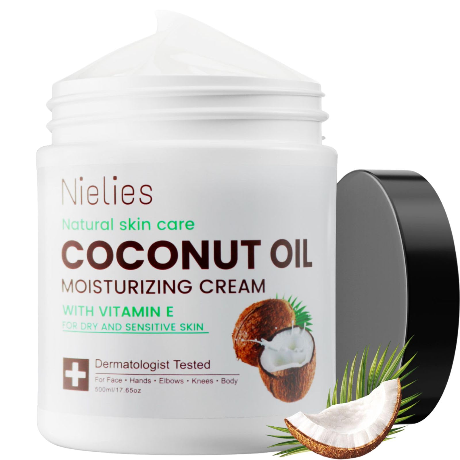 Nielies crema de coco para la piel, hidratación suave para rostro y cuerpo.