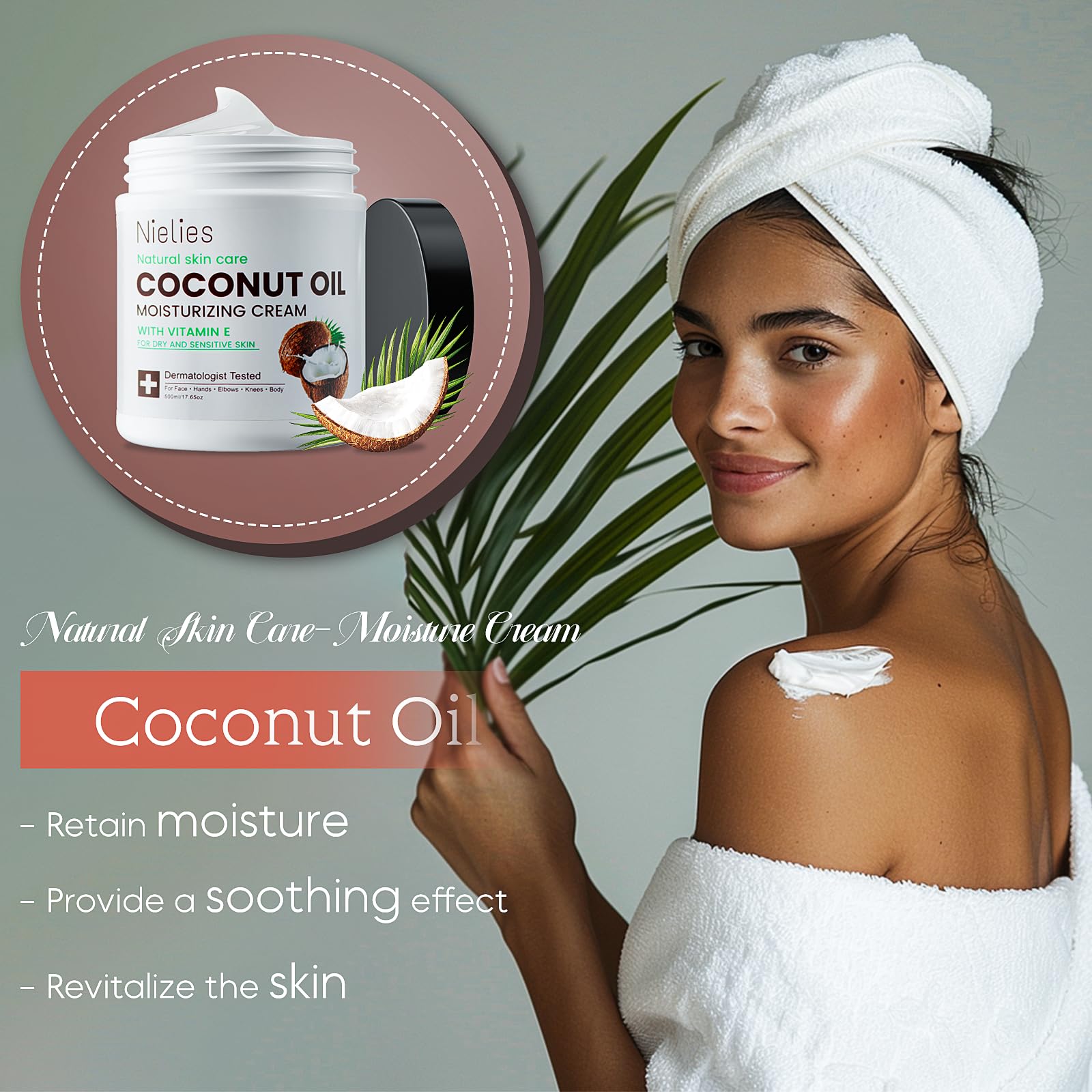 Nielies Crema de Coco para rostro, textura ligera para uso diario.