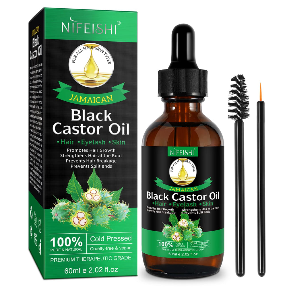 NIFEISHI Aceite de castor negro jamaicano para cabello, nutrición y brillo natural.