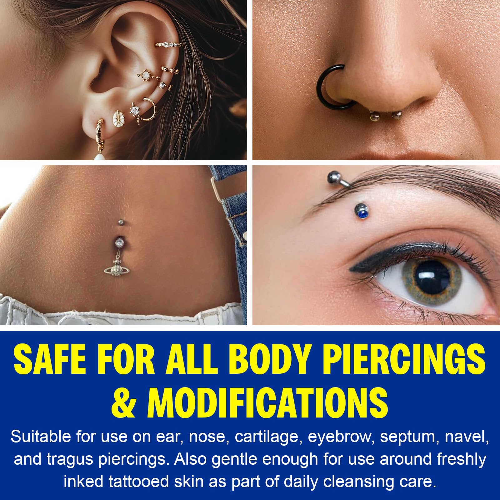 NIFEISHI, cuidado diario de piercings en la oreja con suavidad.