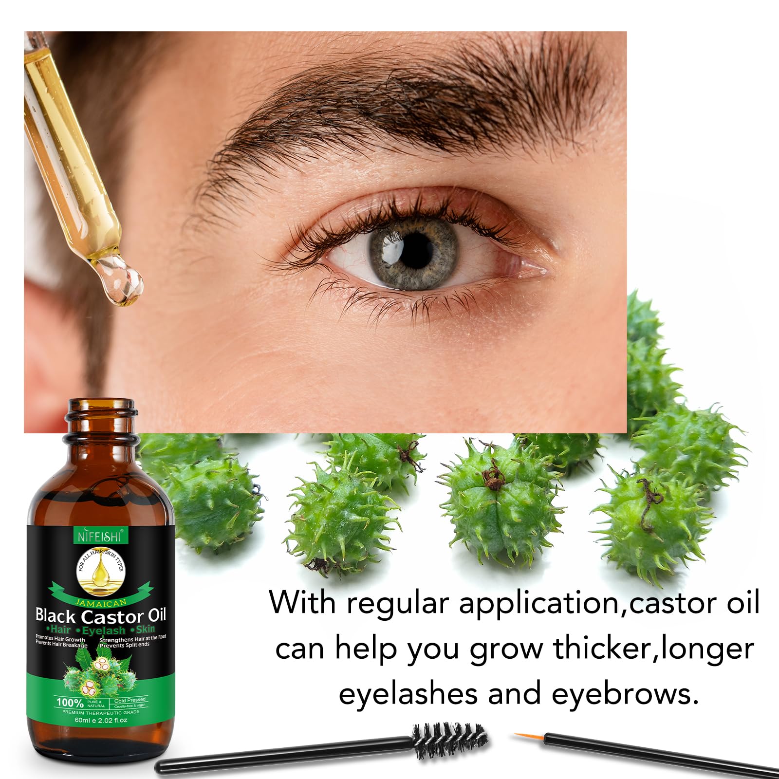 NIFEISHI Masaje relajante con aceite de castor para cuerpo.