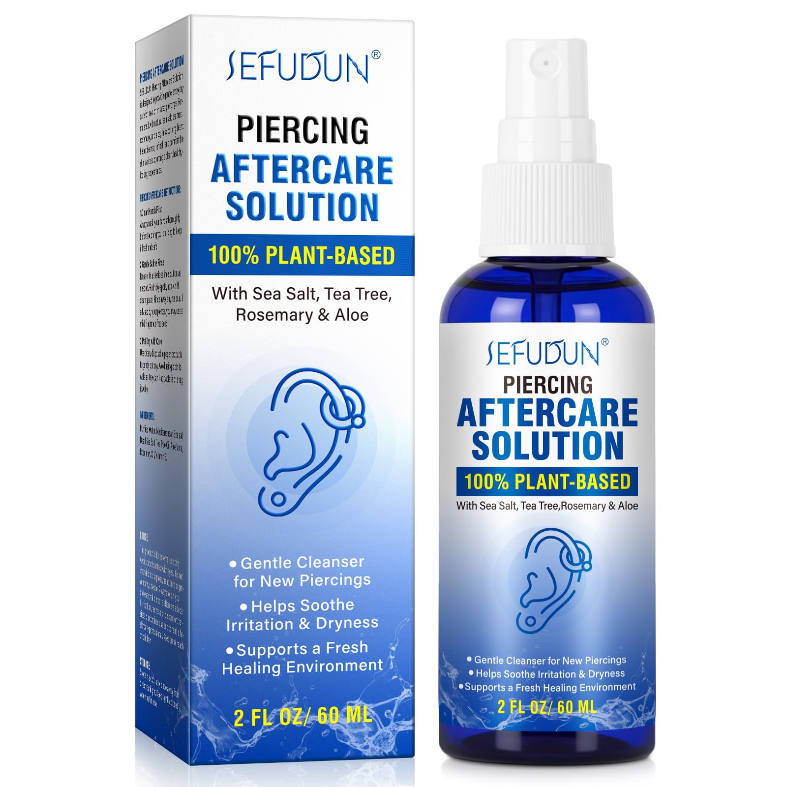 NIFEISHI, botella spray pospiercing para limpieza suave diaria.