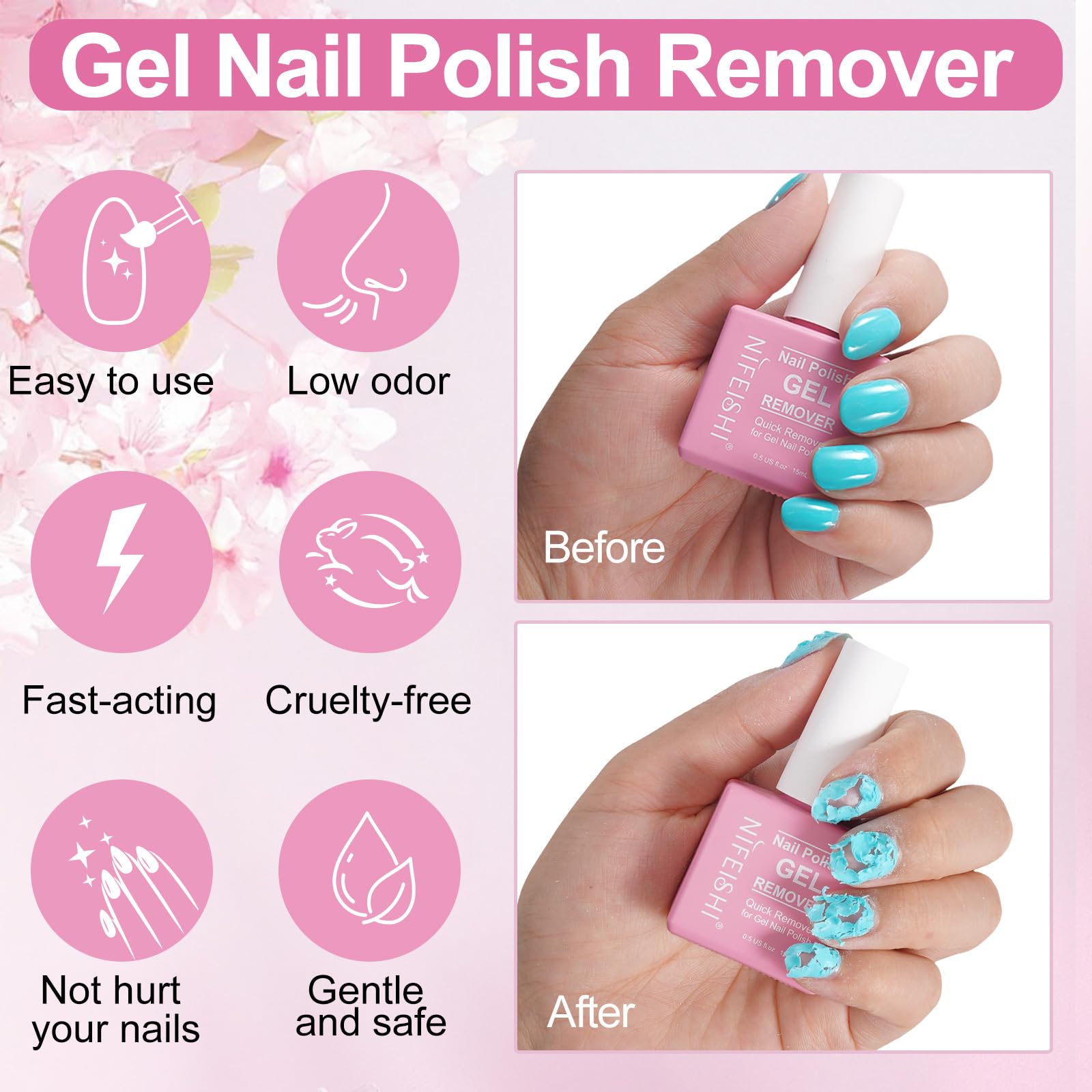 NIFEISHI Remover Esmalte Gel - paquete de dos unidades para uso en casa.