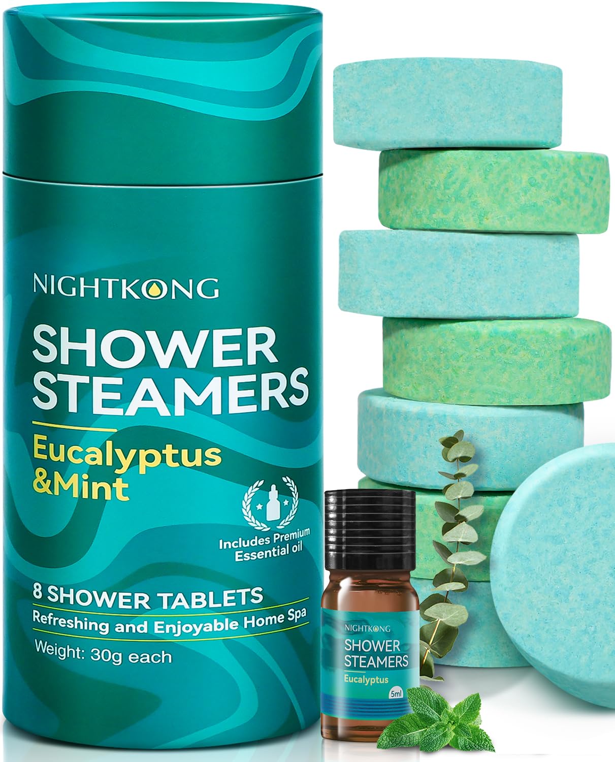 NightKong bombas ducha 8 unidades eucalipto: experiencia aromática revitalizante para la ducha.