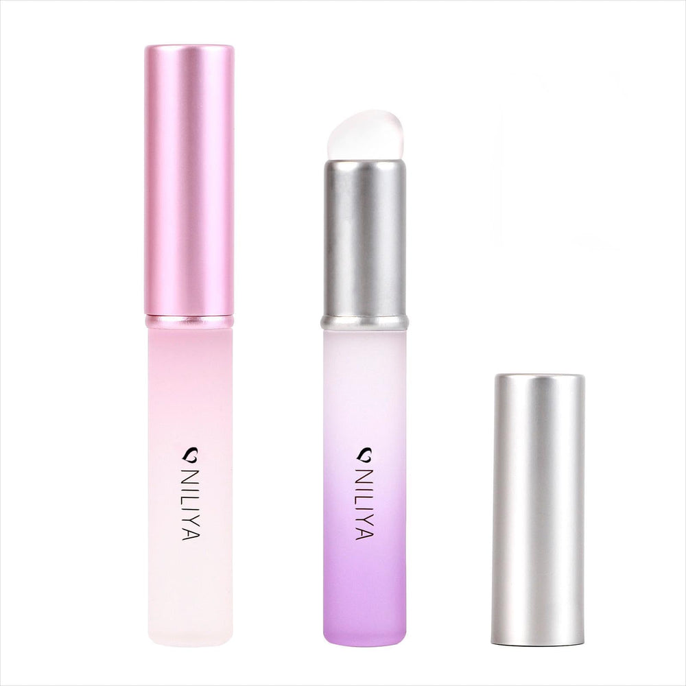 NILIYA brochas labios silicona, degradado rosa-púrpura, aplicación precisa.