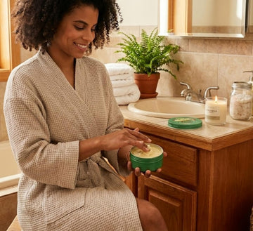 Nimba Foods whipped shea butter helps tame frizz for smooth hair.