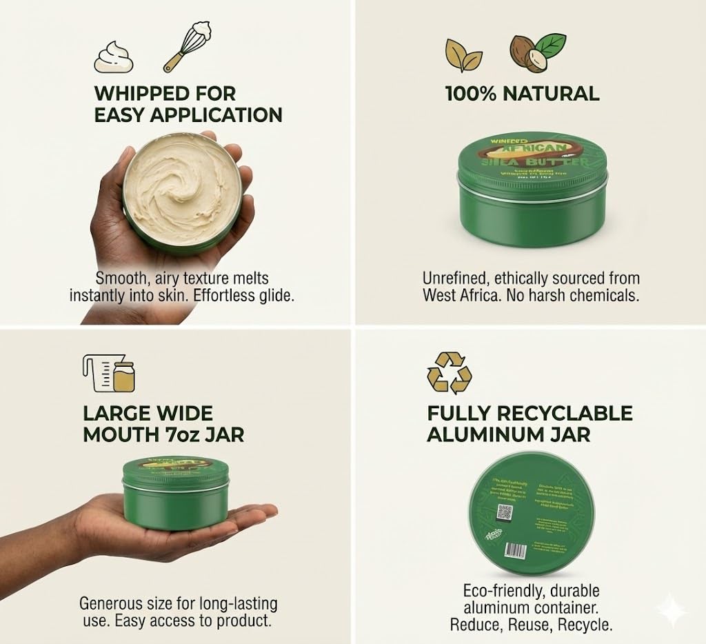 Nimba Foods whipped shea butter unrefined vitamin-rich formula preserves vitamins A and E.