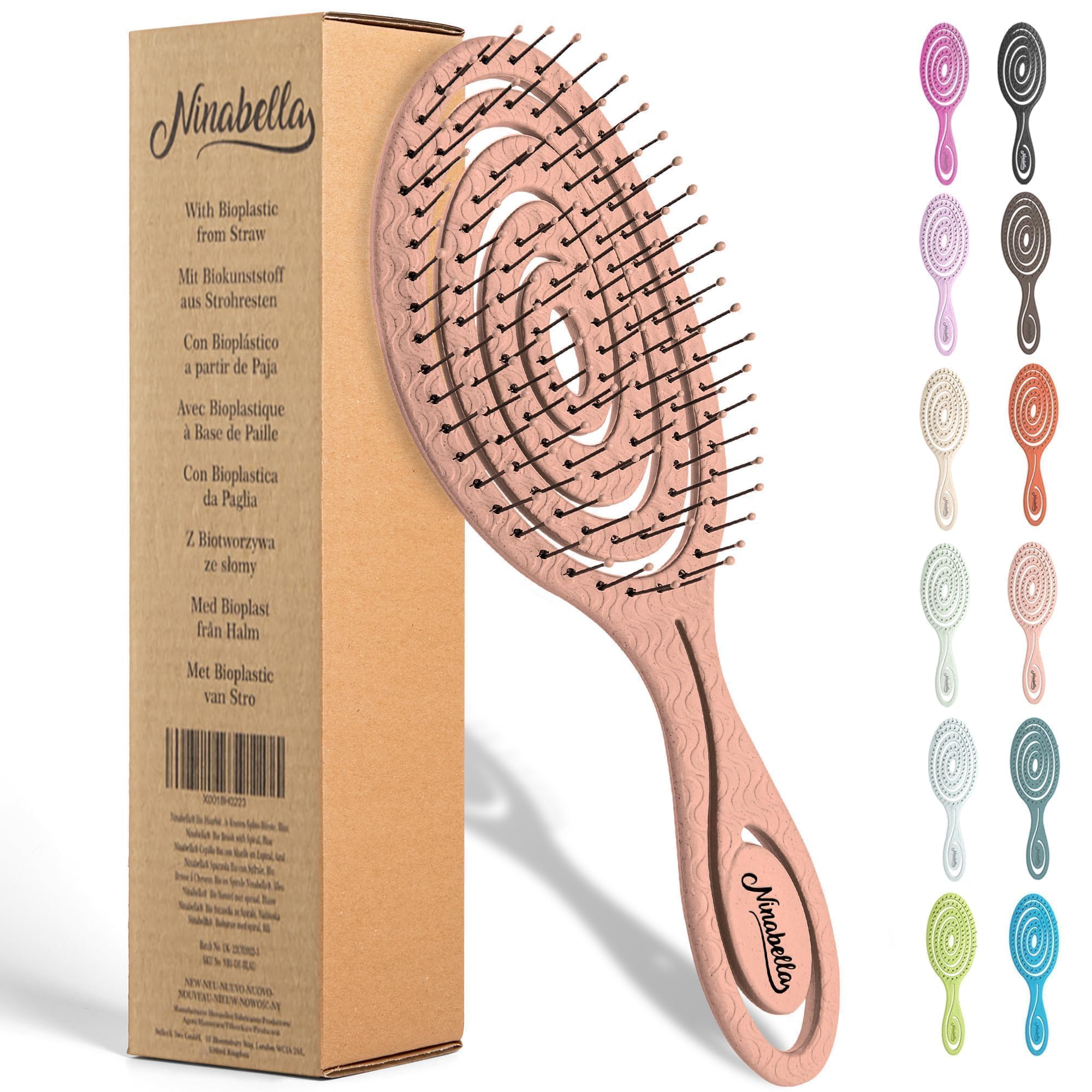 Cepillo Ninabella desenredante espiral para cabello suave y sin tirones