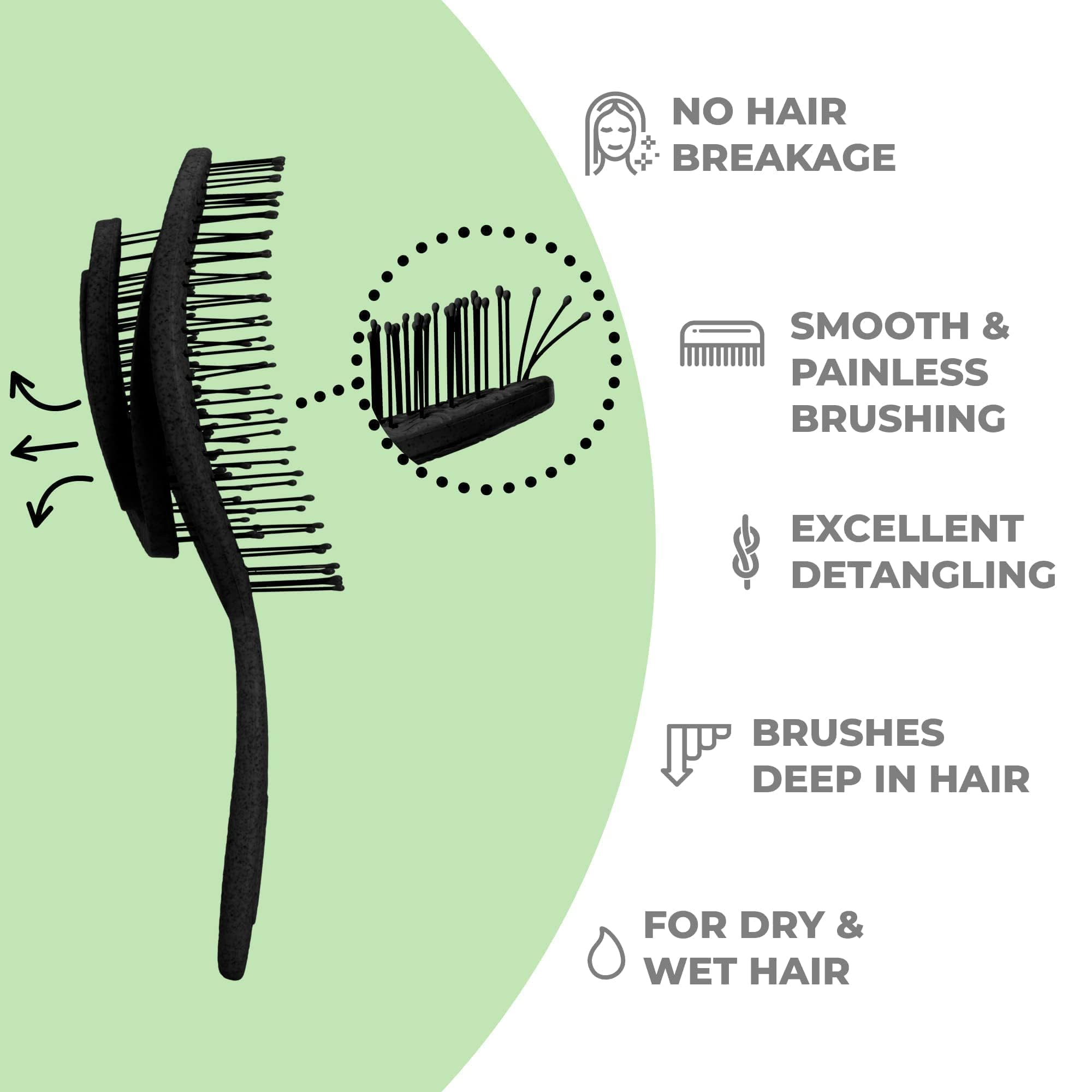 Ninabella cepillo espiral para cabello rizado: desenreda sin dolor.