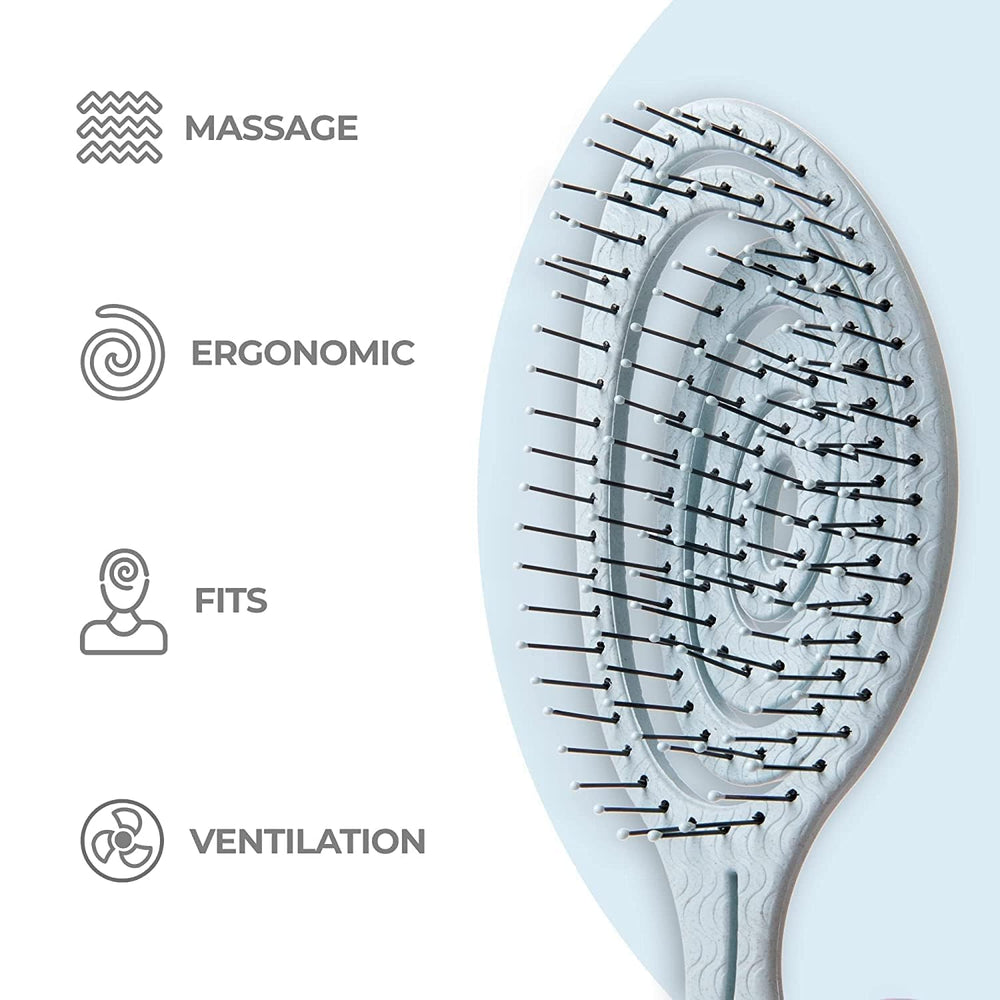 Ninabella cepillo desenredante espiral con puntas suaves que protegen el cabello.