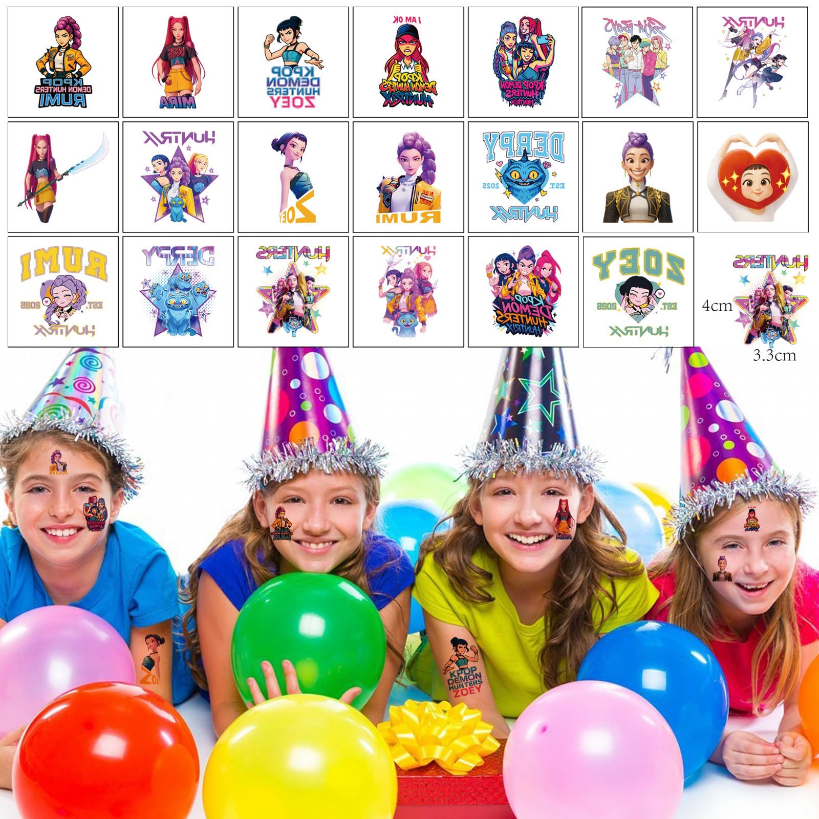 Tatuajes NineGirl demonio para fiestas infantiles, fáciles de quitar con aceite.