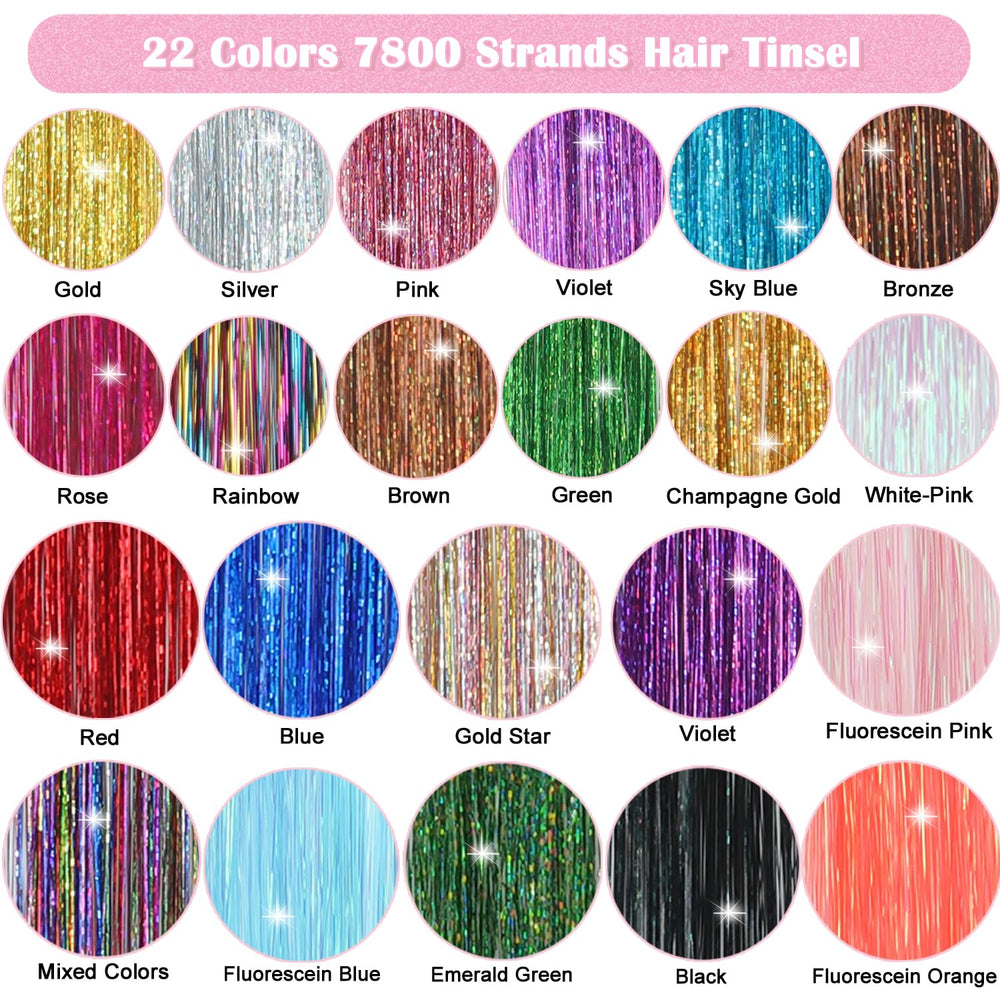 Nineibei Hair Tinsel: 22 colores vibrantes para combinaciones infinitas