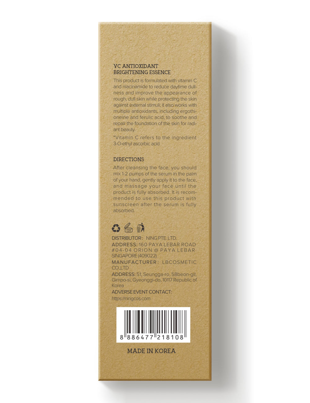 NING DERMOLOGIE Serum Vitamina C, uso diario para tono más uniforme.