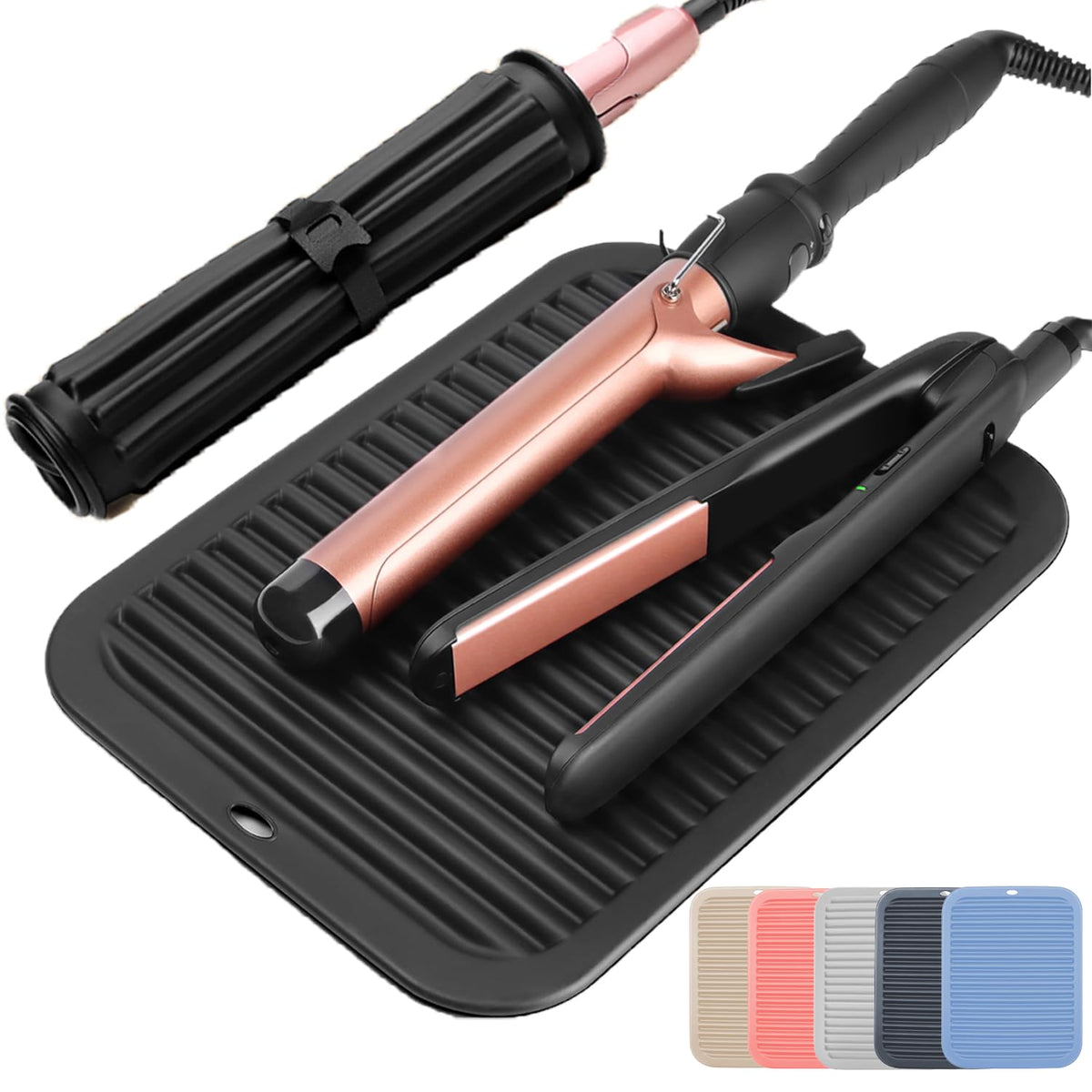 Ninwod mat silicona resistente al calor para herramientas de peinado protege la encimera