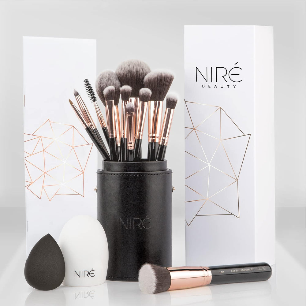 Nire Beauty 15 piezas, pinceles veganos para un acabado profesional suave