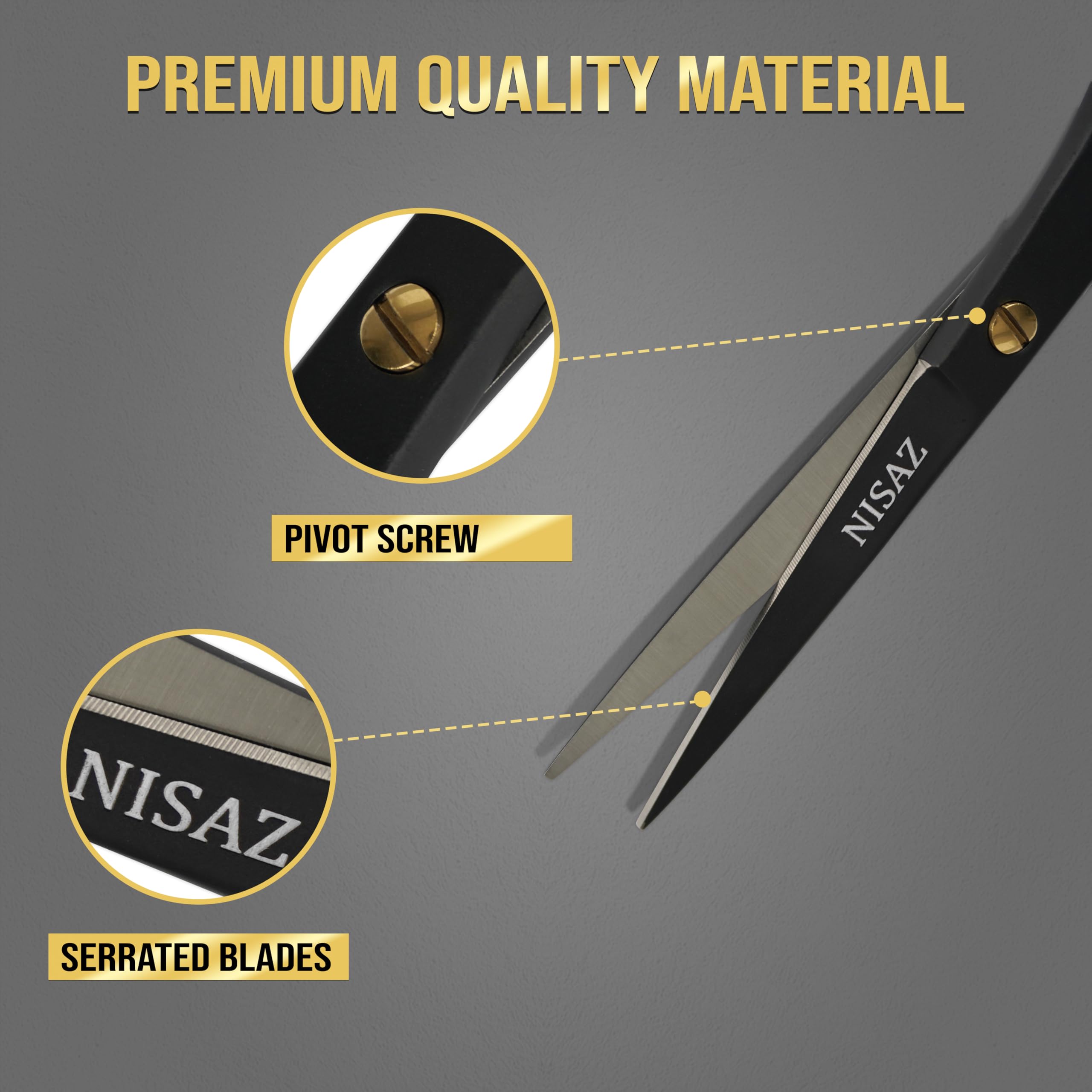 Tijeras NISAZ para corte de pelo profesional, negro, con estuche, ideal para uso diario.