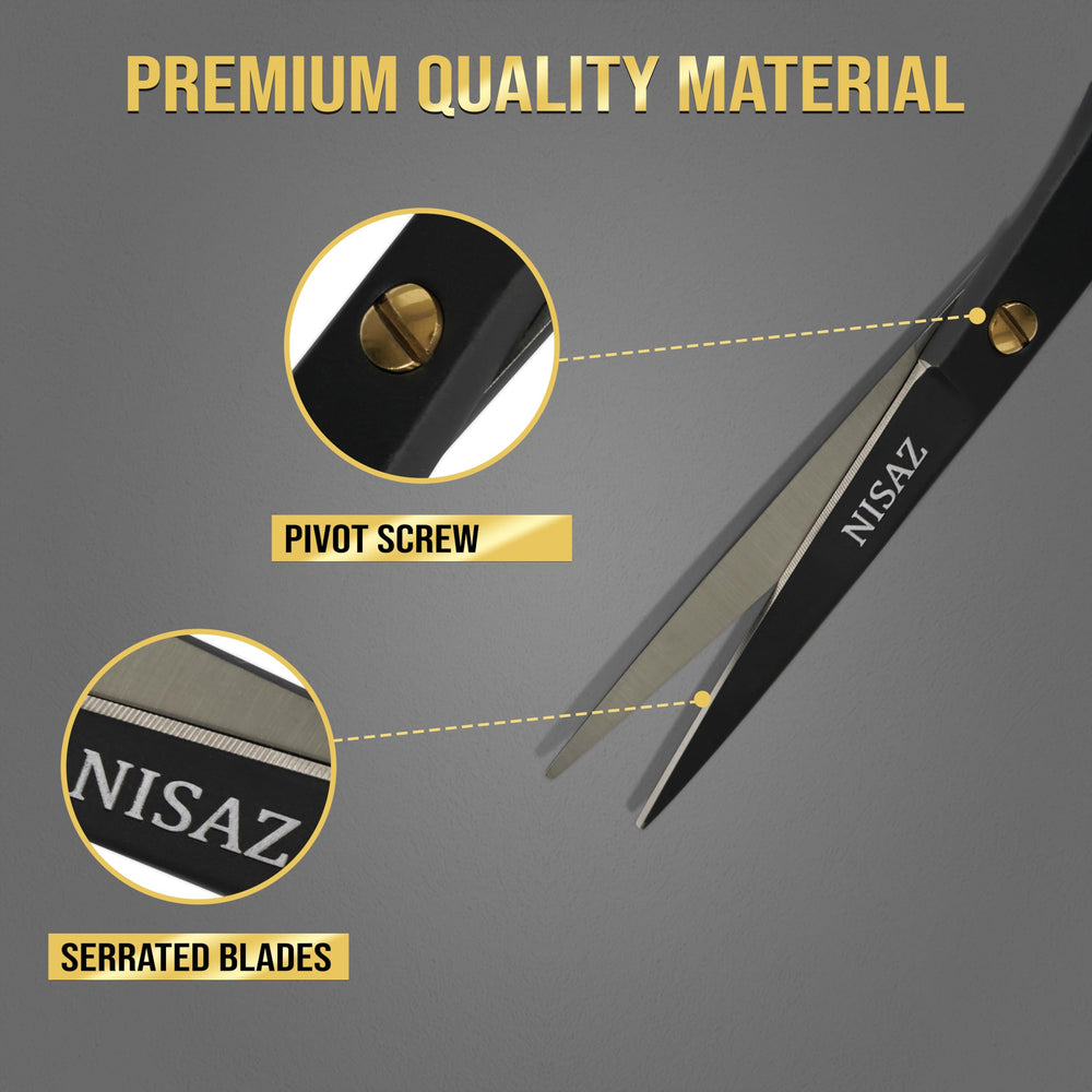 Tijeras NISAZ para corte de pelo profesional, negro, con estuche, ideal para uso diario.