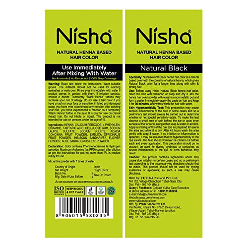 Aplicación de coloración Nisha henna natural negro en cabello