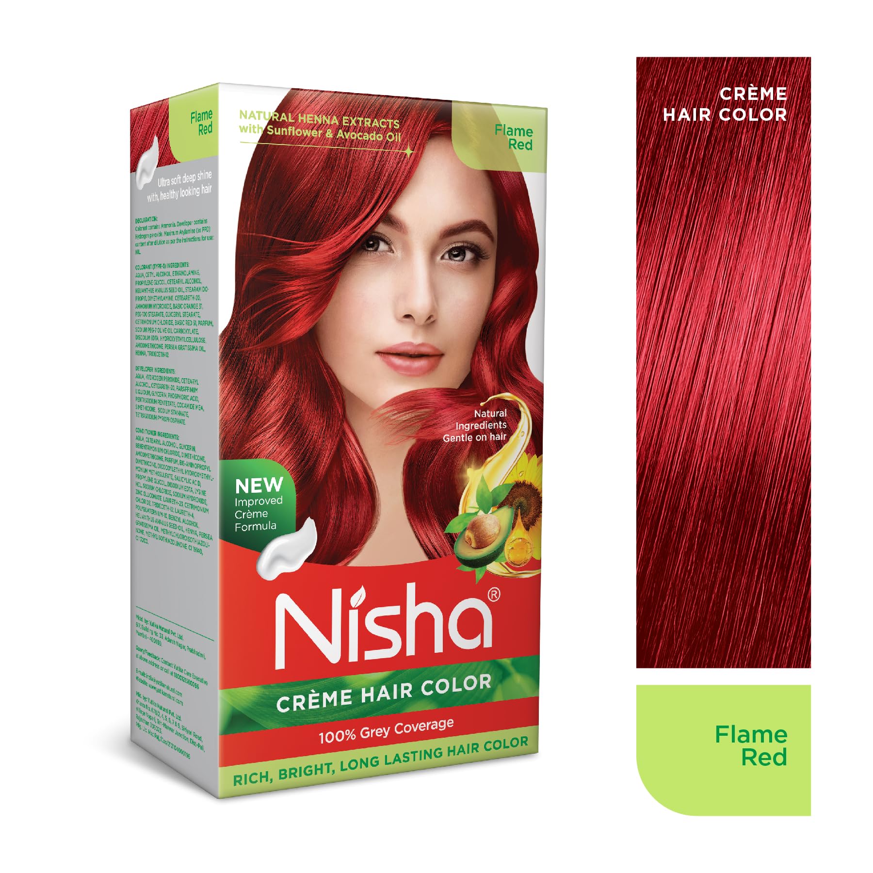 Nisha Creme Color Rojo Fuego: aplicación en casa para color uniforme