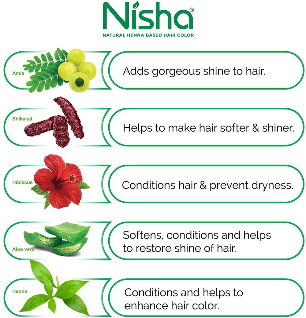 Empaque de 10 unidades Nisha coloración henna natural negro