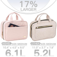 NISHEL bolso higiene de viaje rosado con ventana transparente para revisión rápida