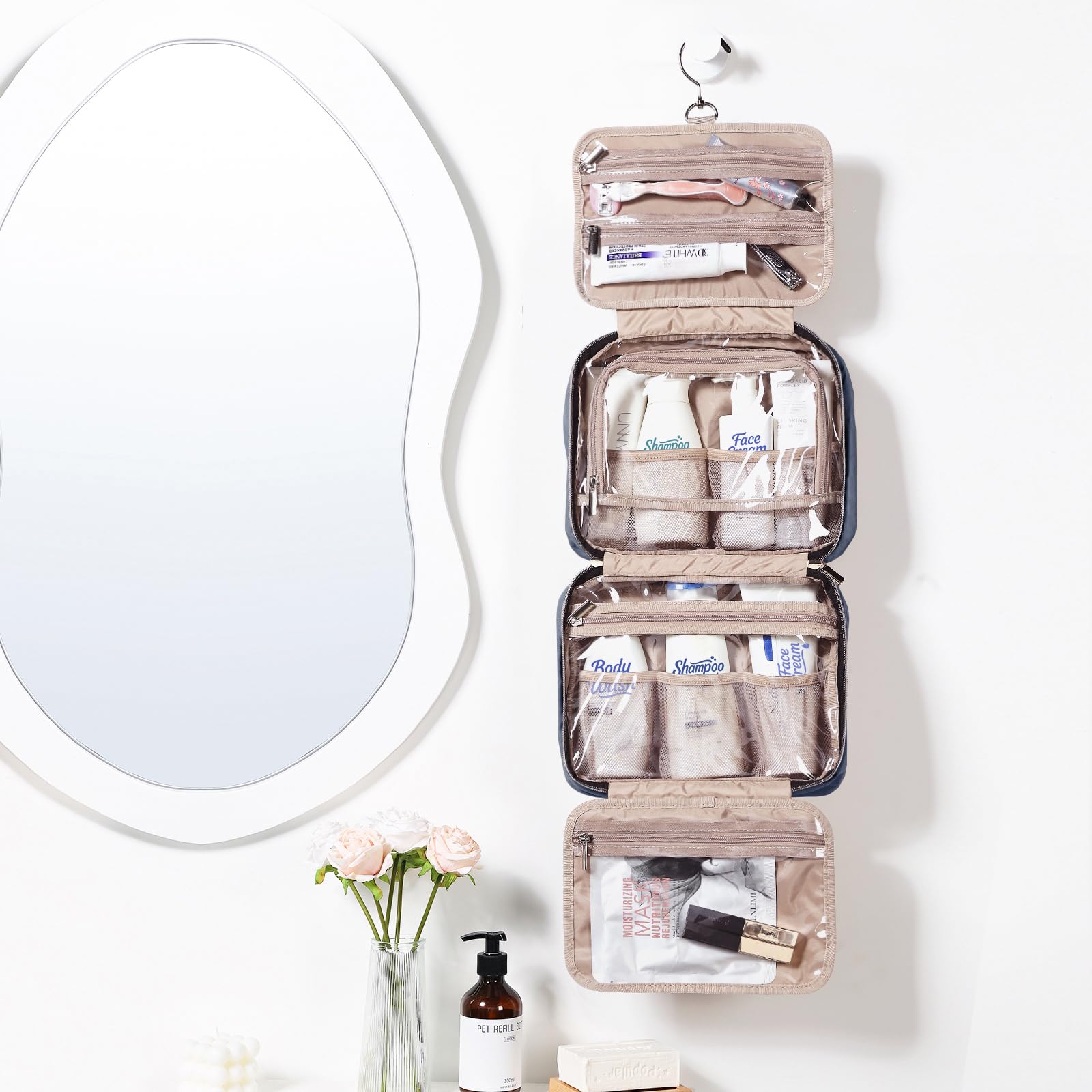 Sac NISHEL articles de toilette voyage organisé avec compartiments séparés