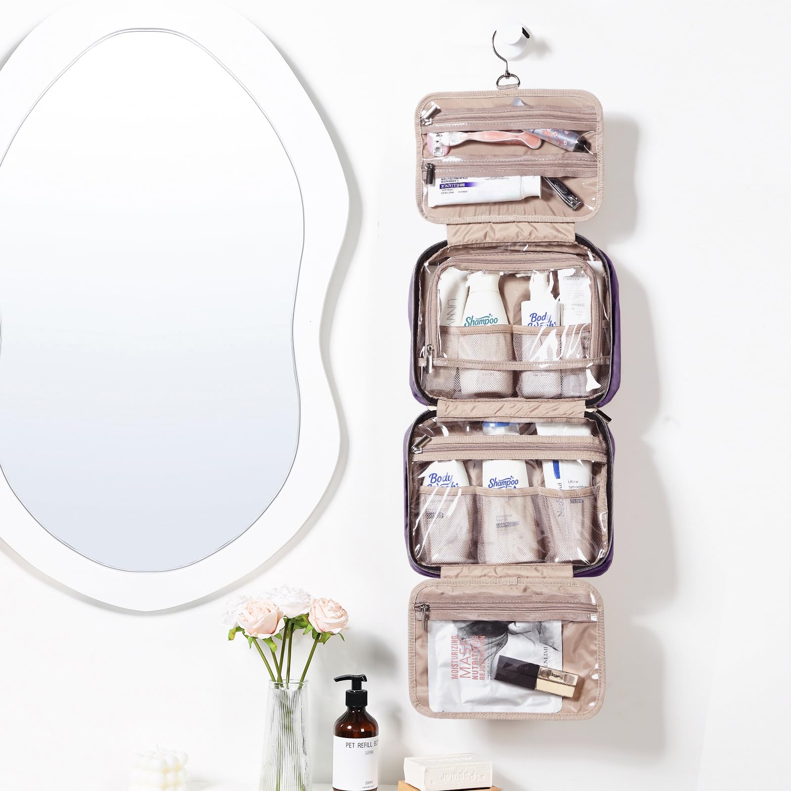 NISHEL Trousse voyage avec crochet pour suspendre et accéder rapidement.