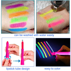 NIUEFH pintura neon para rostro y cuerpo con colores vibrantes.