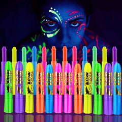 NIUEFH pintura neon para rostro con brillo UV, ideal para fiestas.