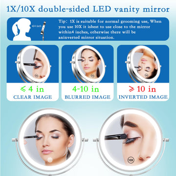 Niuphia Iluminación con 3 colores y brillo ajustable para diferentes maquillajes.