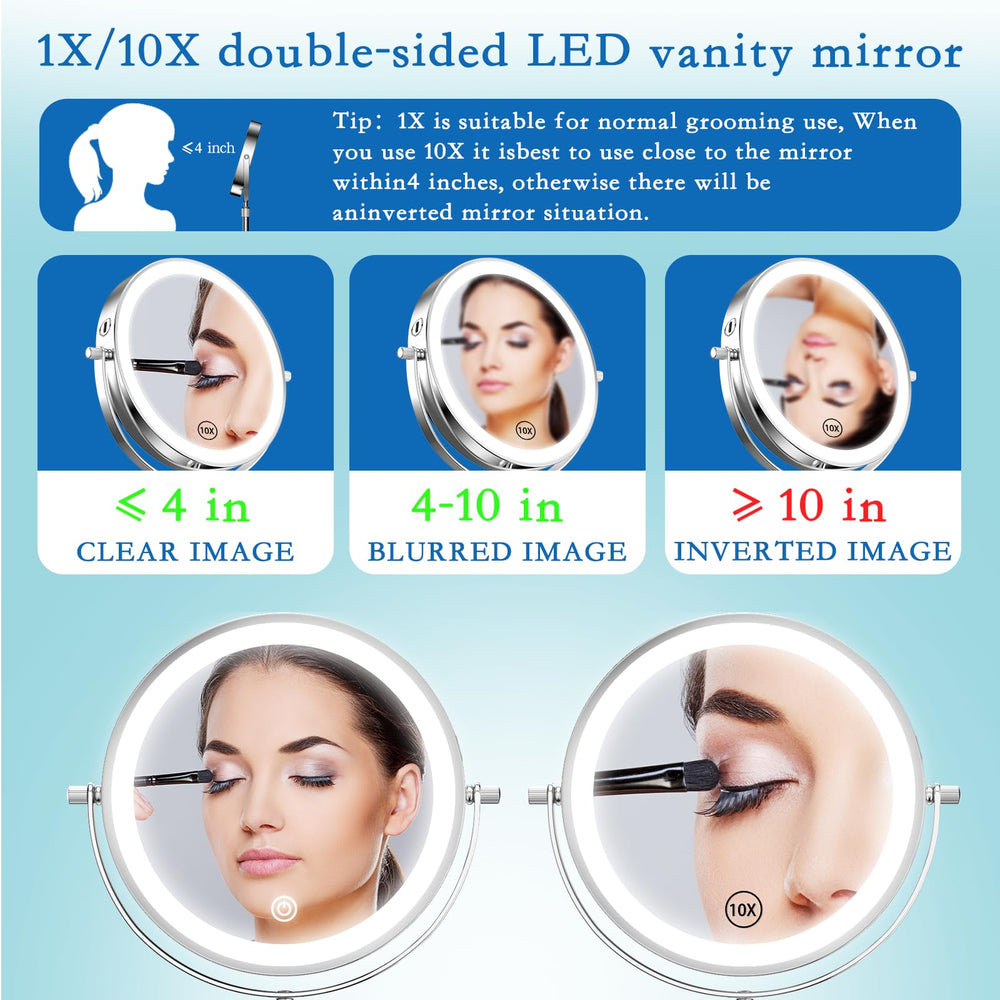Niuphia Iluminación con 3 colores y brillo ajustable para diferentes maquillajes.