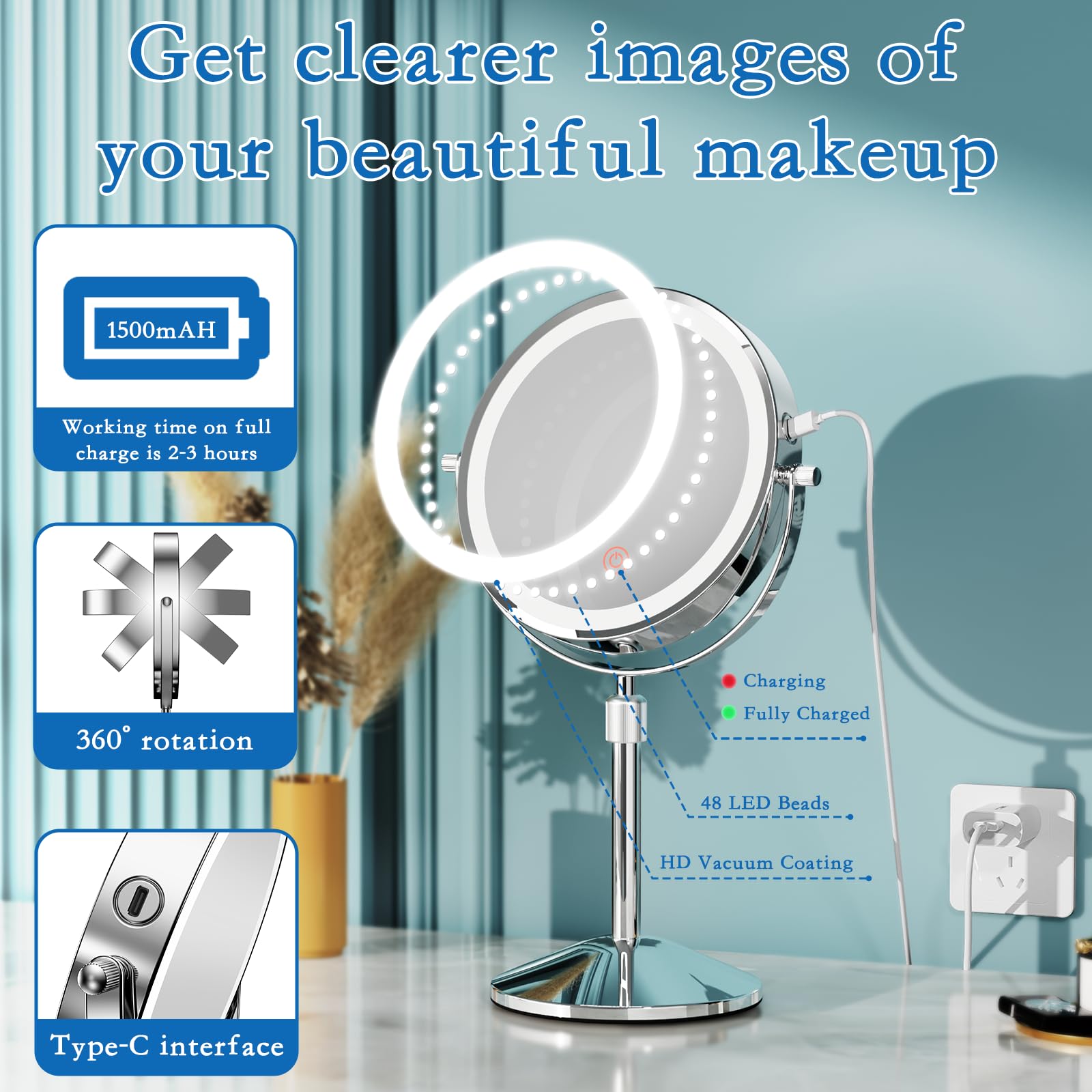 Niuphia Regalo para mujeres, espejo con luces ideal para belleza y rutina diaria.