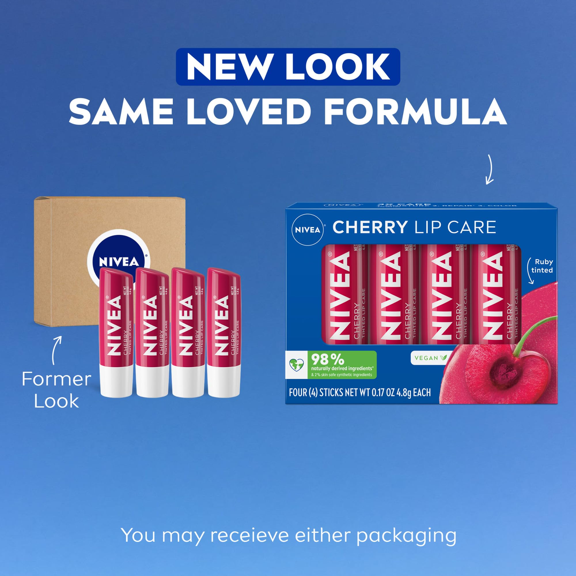 NIVEA bálsamo labial cereza color rubí y brillo suave