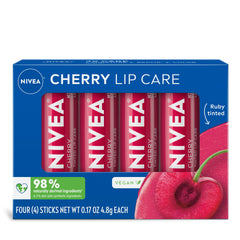 NIVEA bálsamo labial cereza pack 4 para hidratación y color