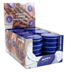 NIVEA crema 1 oz en lata, aplicación suave en manos y codos