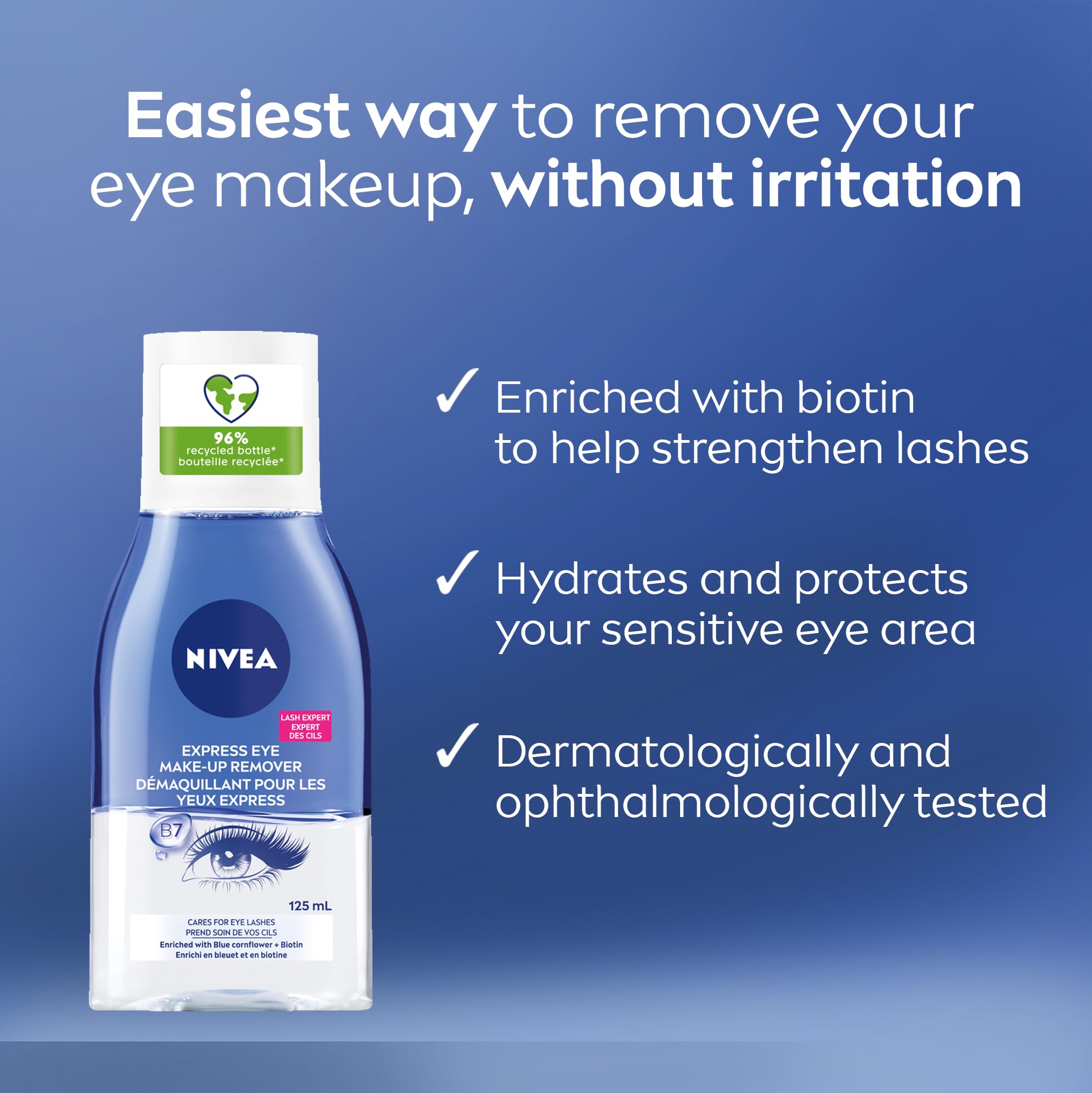 Aplicación con disco de algodón y desmaquillante NIVEA para ojos