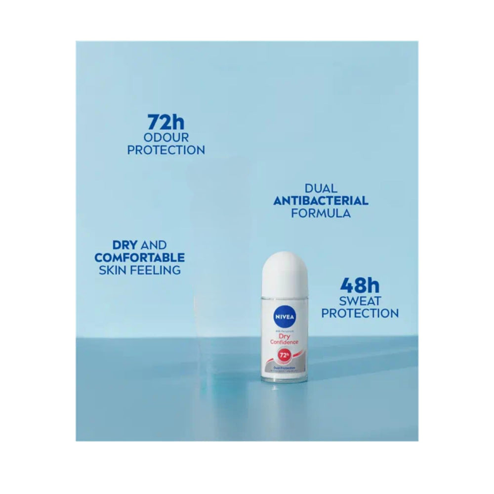 NIVEA Desodorante rodillo seco, aplicación suave para piel sensible.