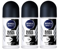 NIVEA MEN desodorante roll-on invisible para negro y blanco, 48 horas de protección.