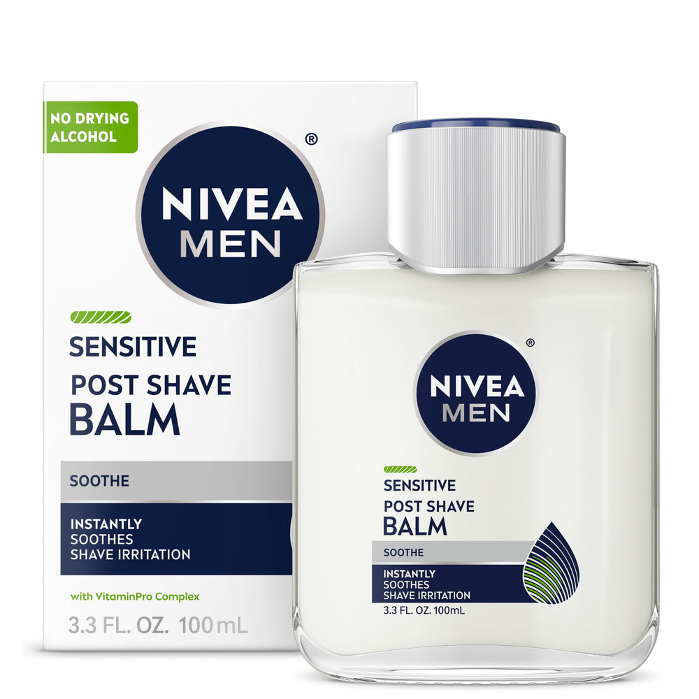 Bote de NIVEA MEN Balsamo sensible post-afeitado, hidrata la piel.